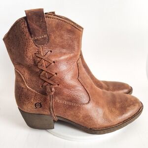 Born Brown Leather Ankle Booties